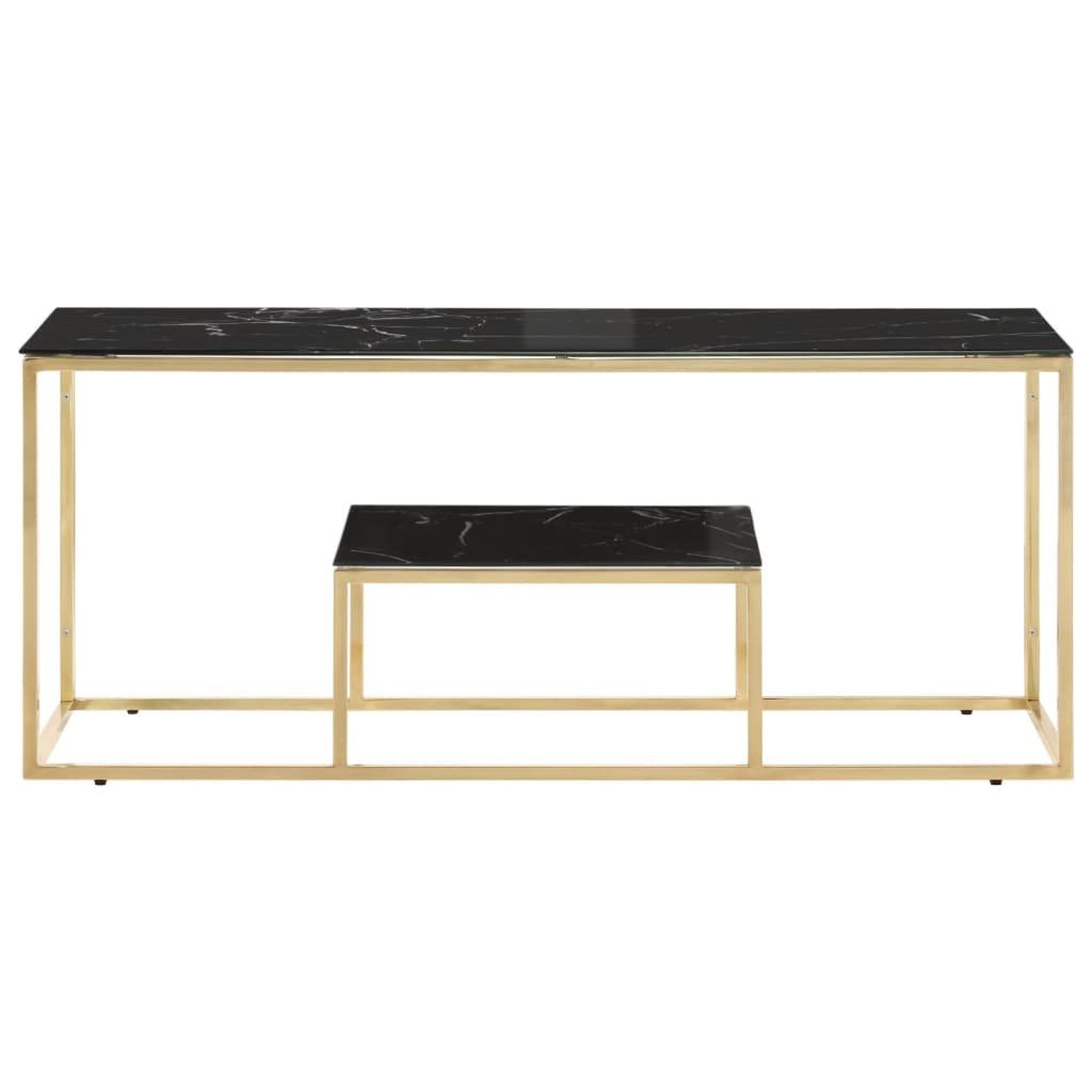 Voir la diapositive 2 : VIDAXL Table basse dore acier inoxydable et verre trempe