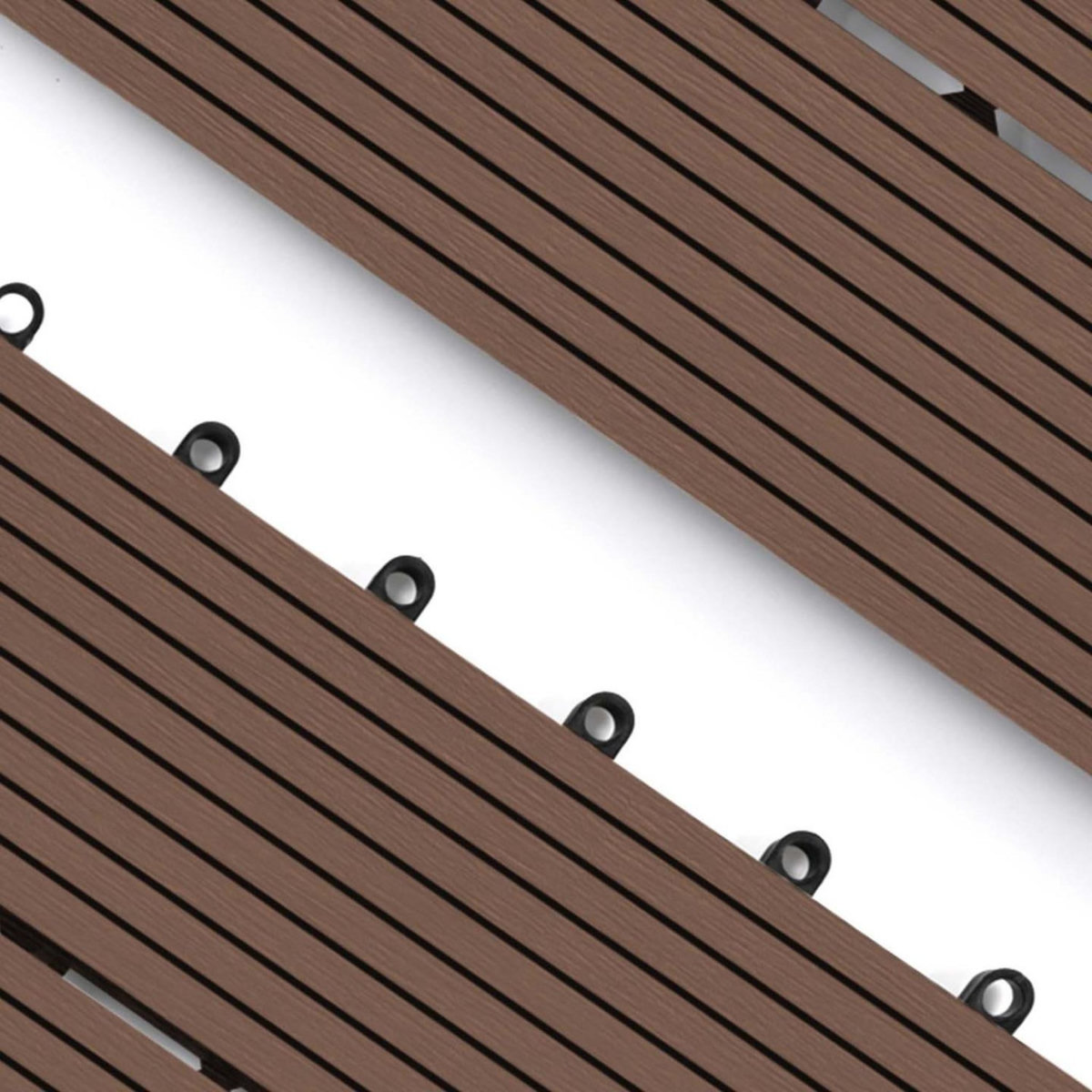 ID MARKET Lot de 5 dalles de terrasse rectangulaire WODHY clipsables bois composite taupe 60 x 30 cm