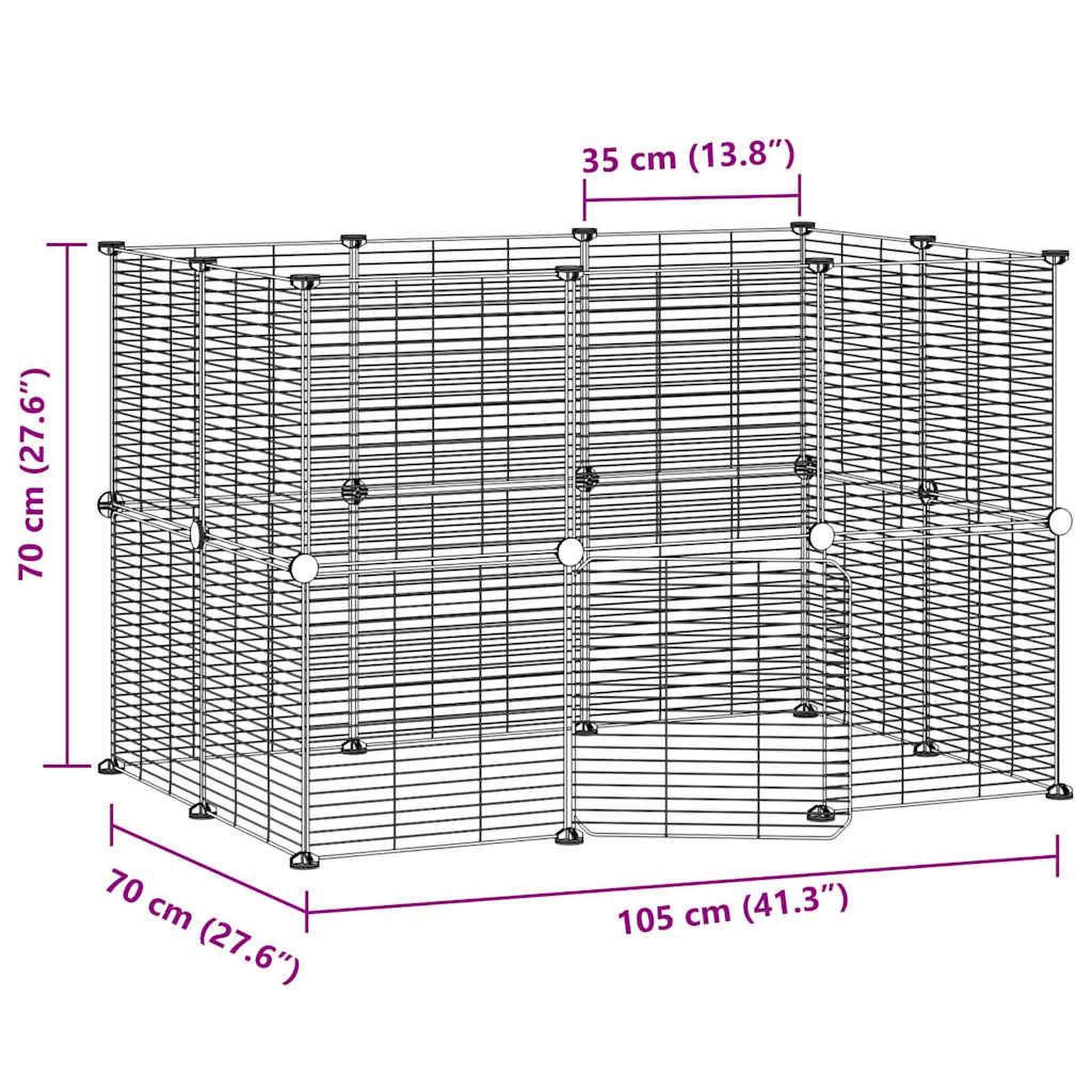 Voir la diapositive 4 : VIDAXL Cage animaux de compagnie a 20 panneaux et porte Noir 35x35 cm
