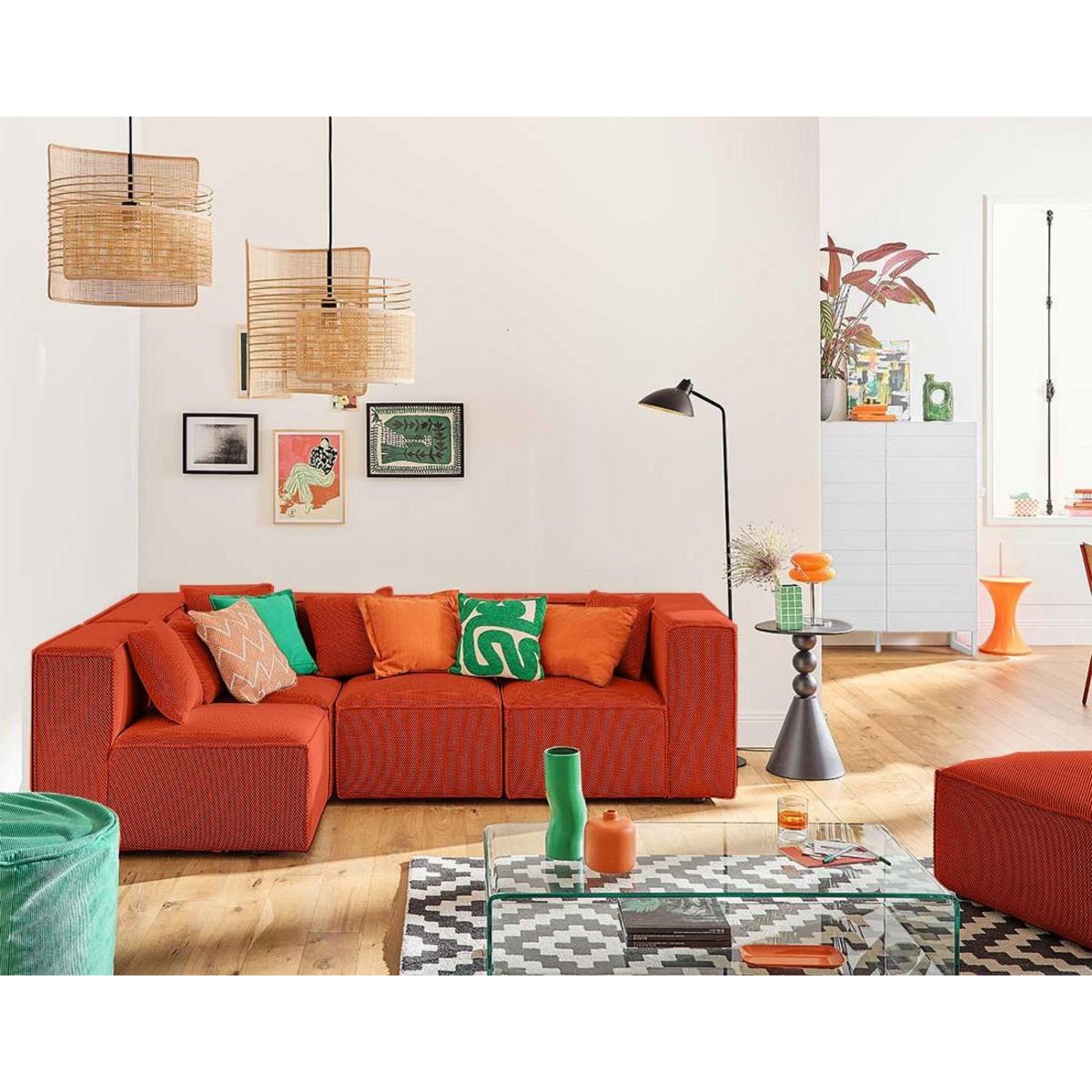 LISA DESIGN Arty - canapé modulable d'angle gauche 5 places - en tissu mailles 3d