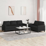 VIDAXL Ensemble de canapes 2 pcs avec coussins Noir Similicuir