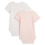 Voir la diapositive 2 : INEXTENSO Lot de 2 bodies manches courtes bébé fille