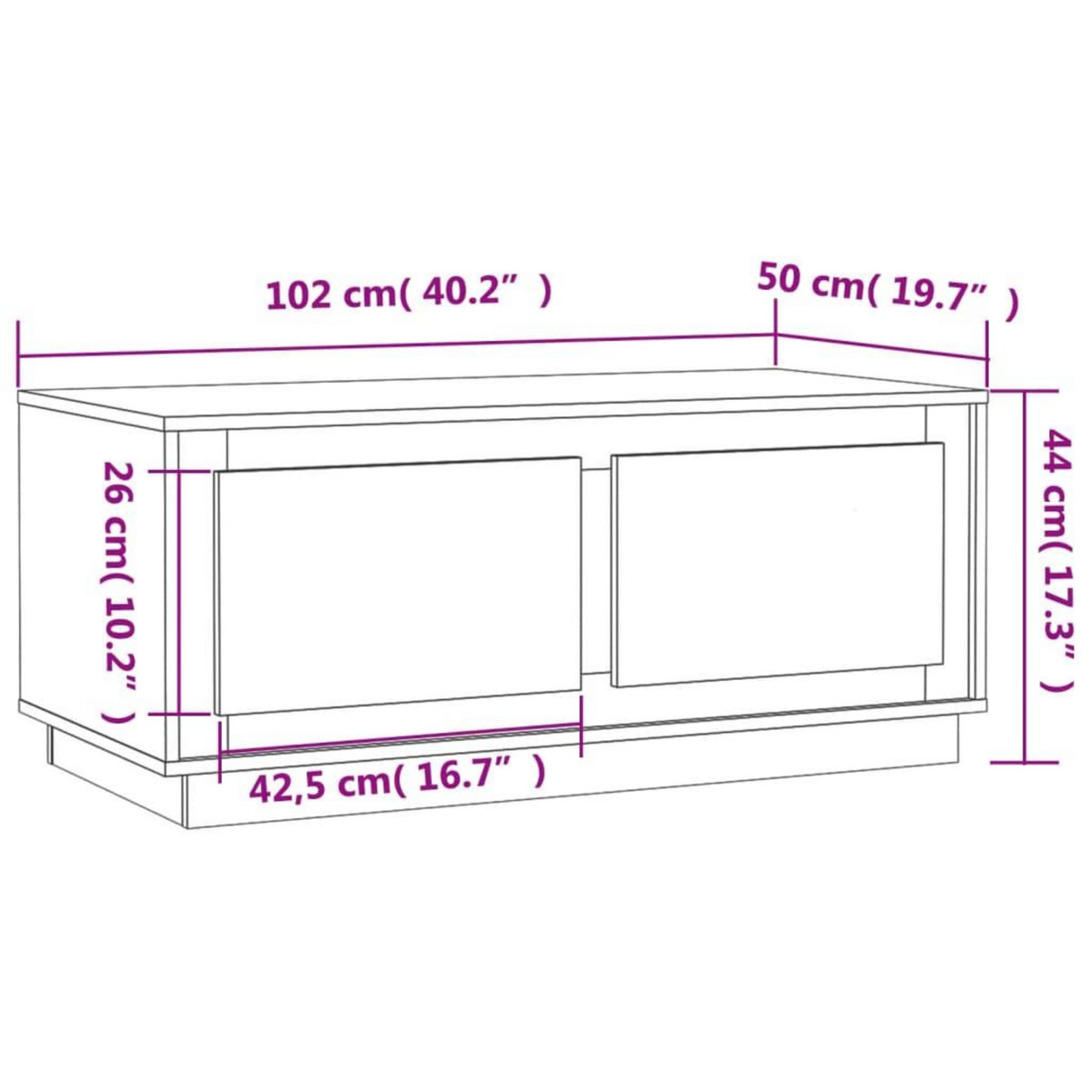 VIDAXL Table basse noir 102x50x44 cm bois d'ingenierie