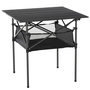 Voir la diapositive 1 : OUTSUNNY Table pliante table de camping table de jardin filet rangement + sac transport plateau alu. châssis métal époxy noir