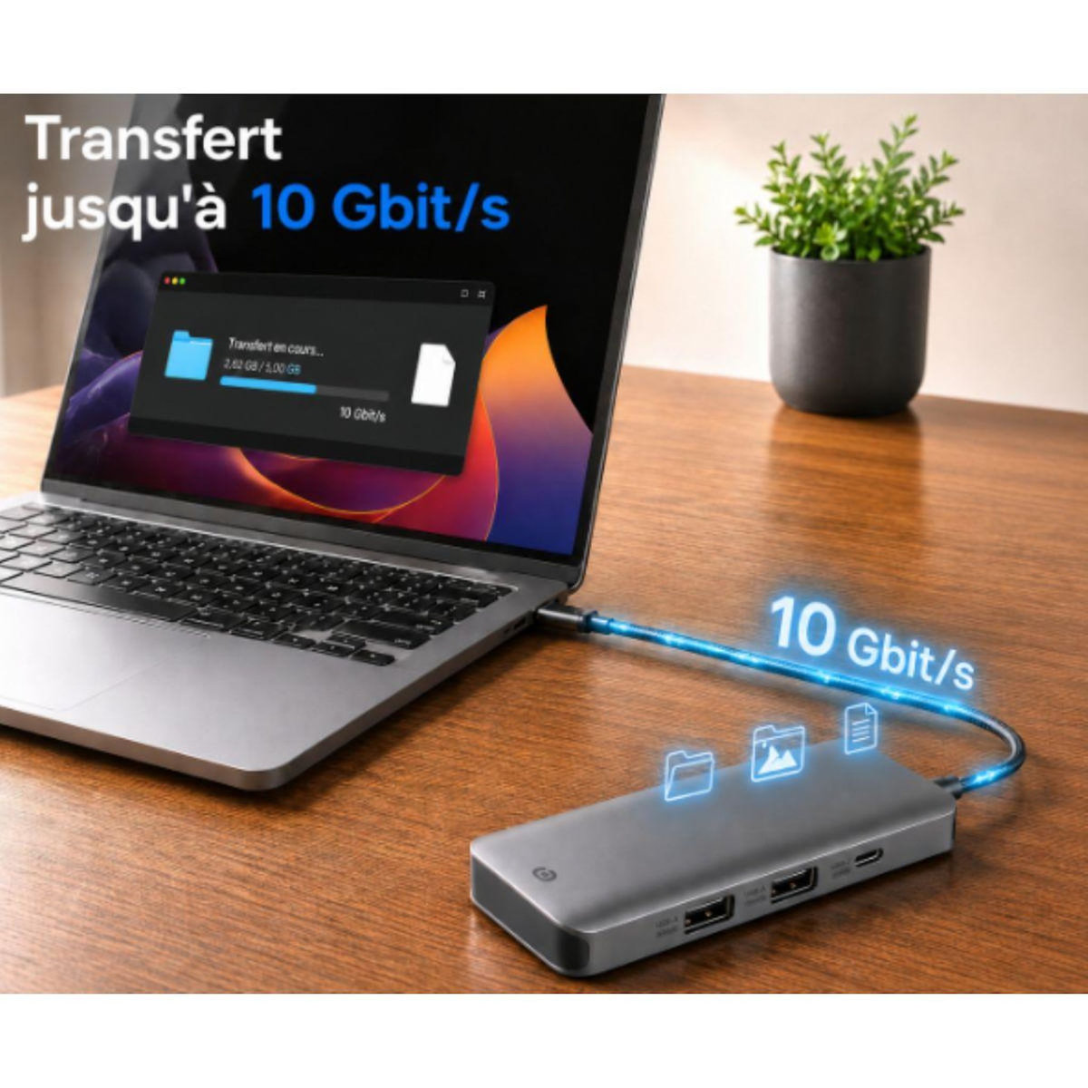 ESSENTIEL B Hub USB C 5 en 1 2 USB-A + 3 USB-C