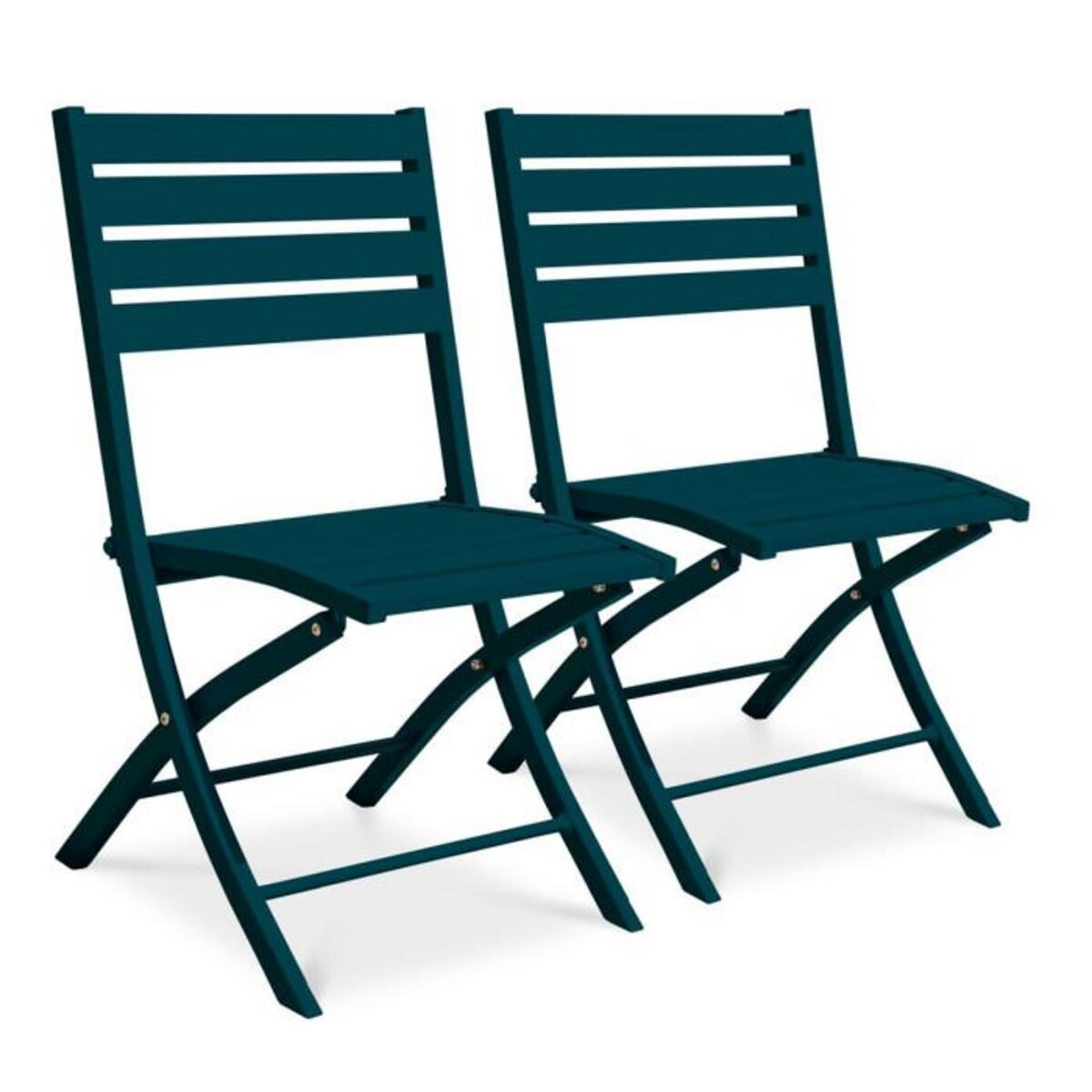 Paris Prix Lot de 2 Chaises de Jardin Pliantes  Marius  82cm Bleu Canard