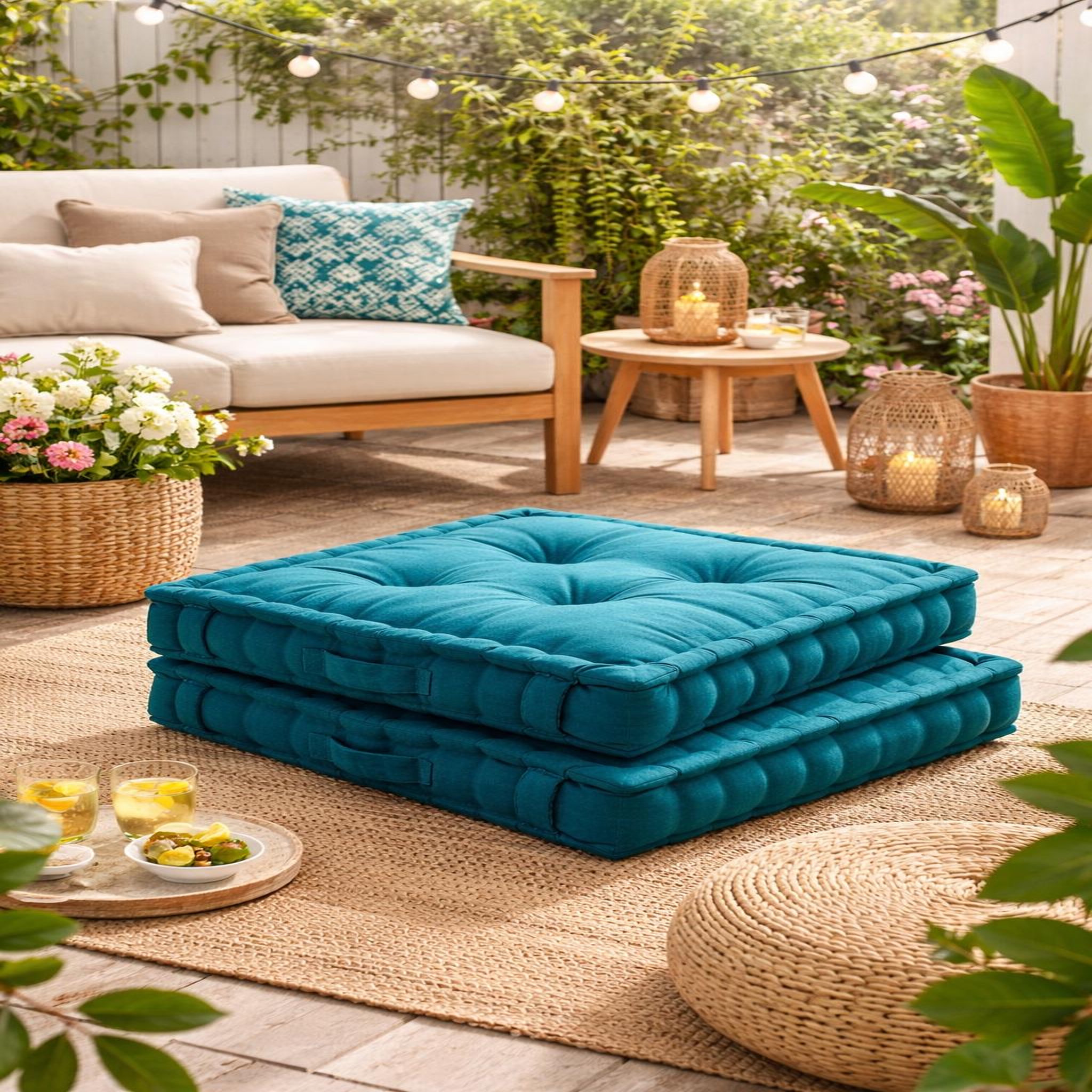 Voir la diapositive 5 : Eden Coussin de sol uni en coton panama