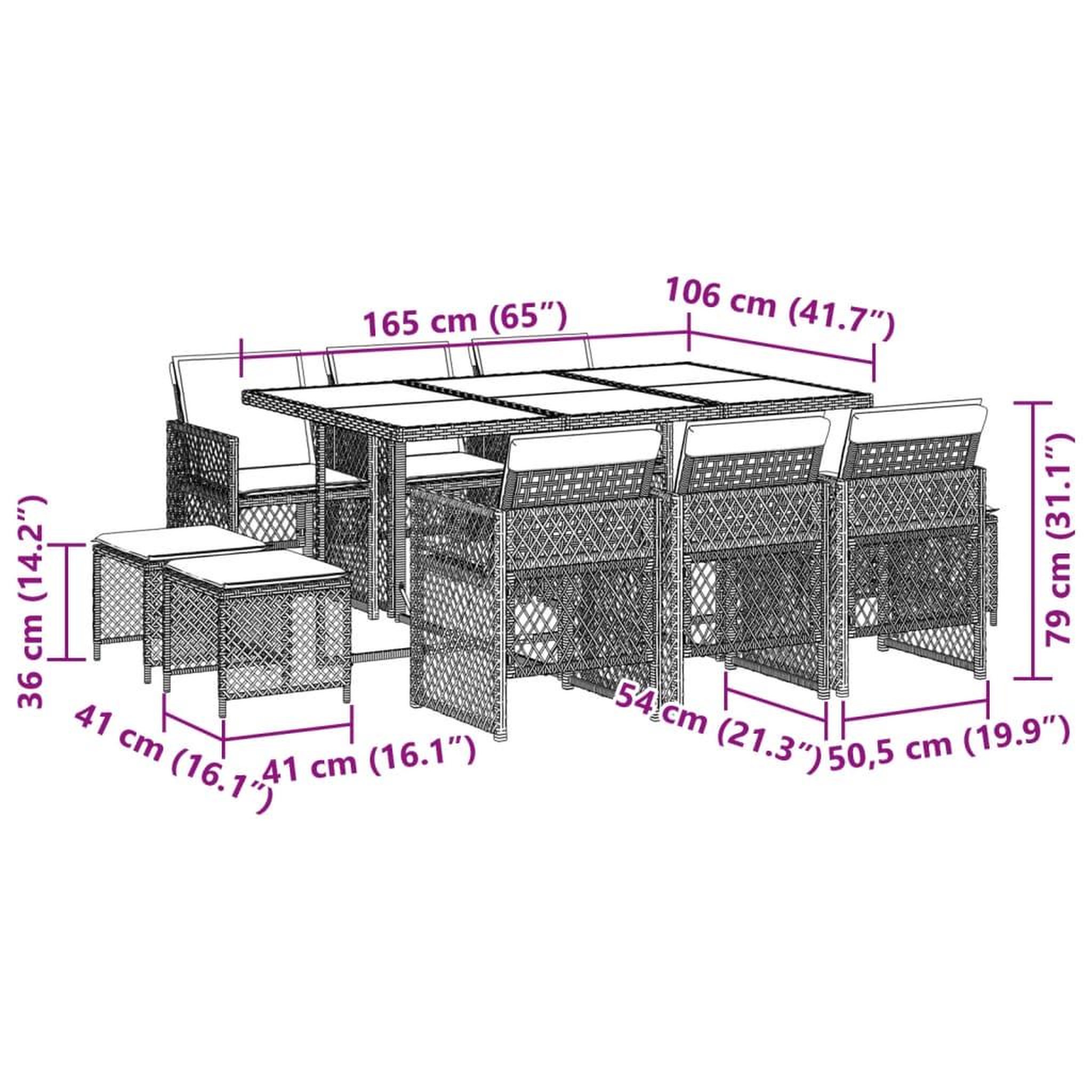 Voir la diapositive 6 : VIDAXL Ensemble a manger de jardin et coussins 11 pcs beige poly rotin