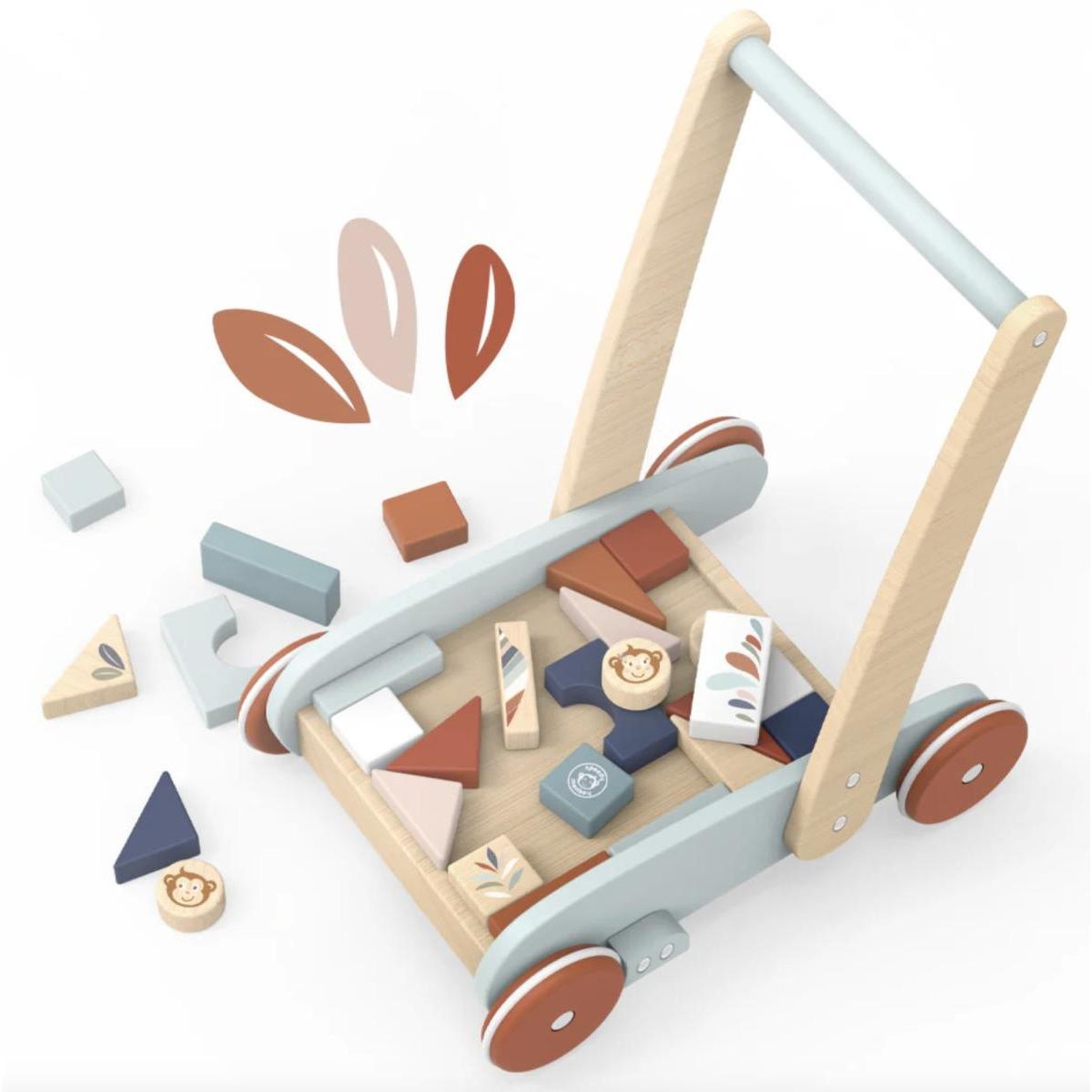 SPEEDY MONKEY Chariot de marche et jeu des formes - 27 blocs