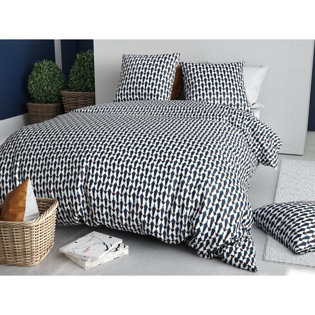 ATELIER DU COTON Parure de couette 100% coton 57fils - geo