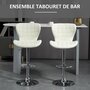 HOMCOM Lot de 2 tabouret de bar design contemporain hauteur d'assise réglable 59-81 cm pivotant 360° lin