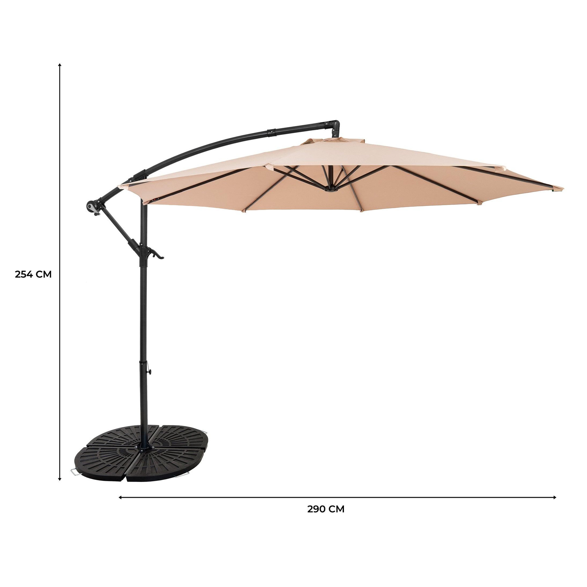 Voir la diapositive 5 : Monster Parasol Banane à Mât Déporté 3 m & 4 Pieds en Éventail