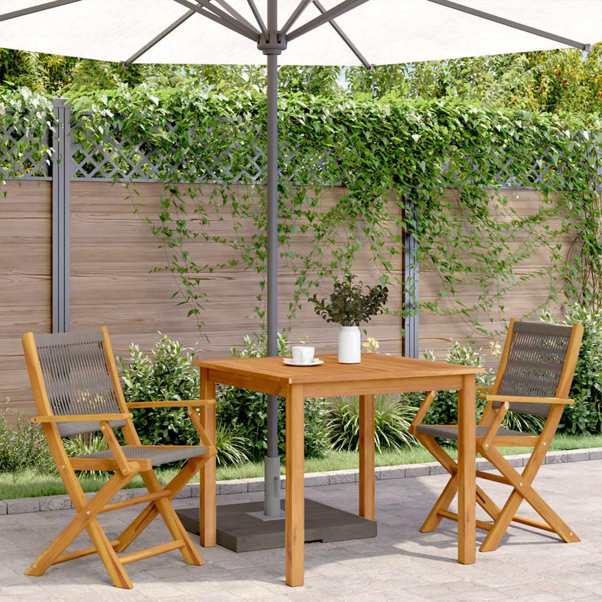 Voir la diapositive 3 : VIDAXL Chaises de jardin lot de 2 gris bois d'acacia et polypropylene