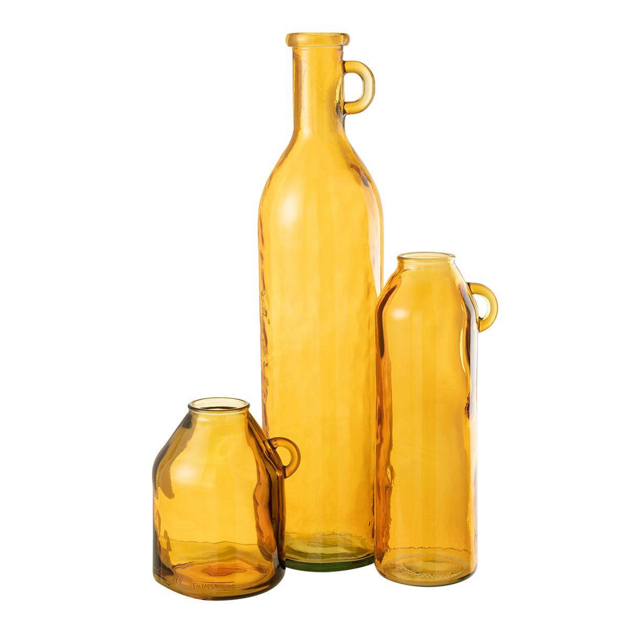 Voir la diapositive 2 : J-LINE Vase anse en verre  bouteille  45cm ocre