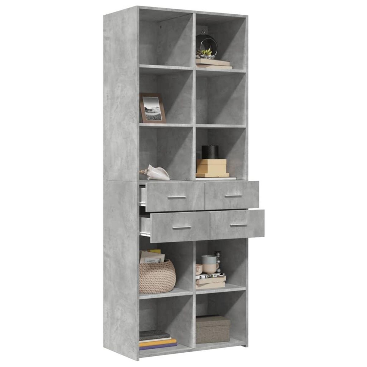 VIDAXL Buffet haut gris beton 70x42,5x185 cm bois d'ingenierie