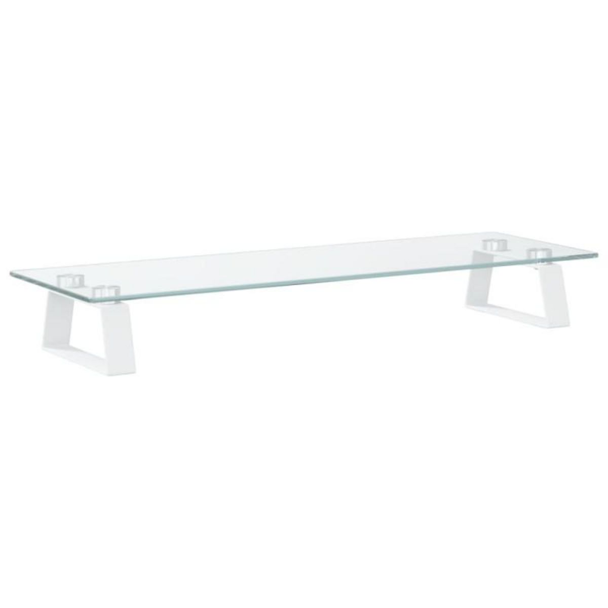 VIDAXL Support de moniteur blanc 60x20x8 cm verre trempé et métal