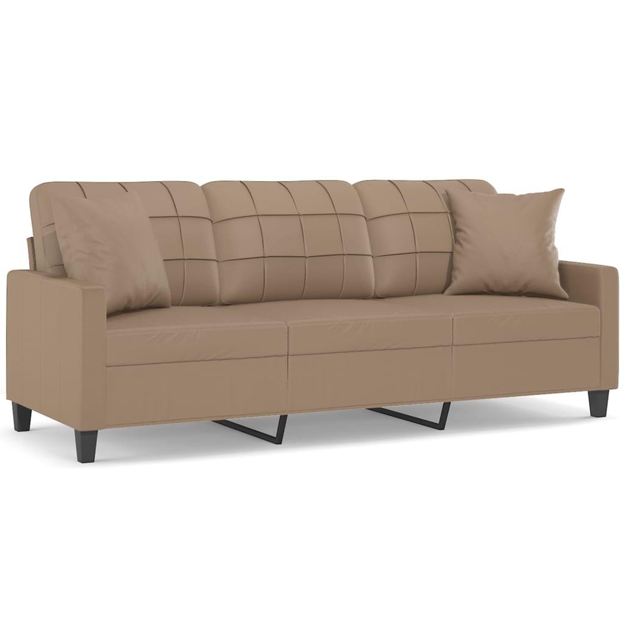 Voir la diapositive 2 : VIDAXL Canape 3 places avec oreillers cappuccino 180 cm similicuir