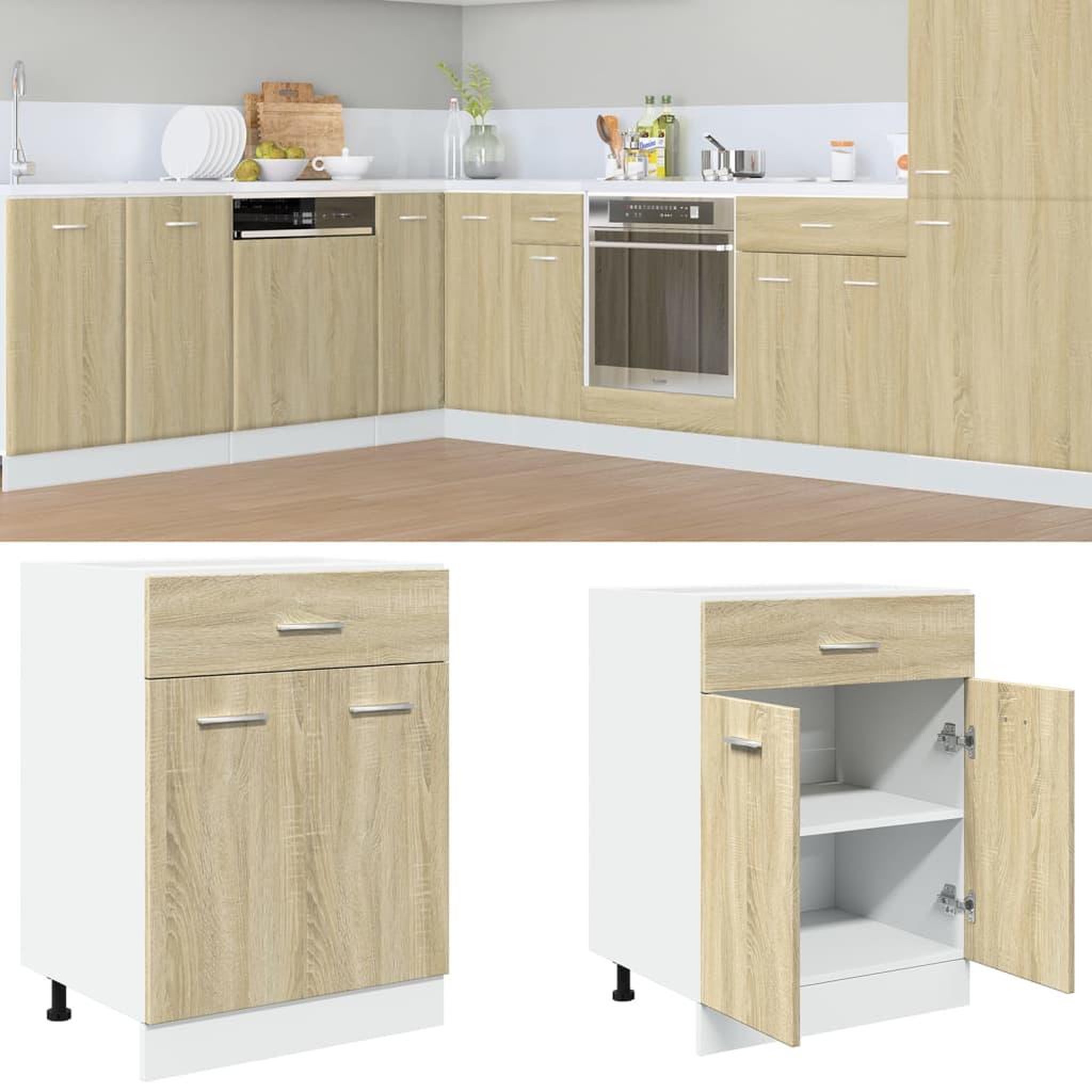 VIDAXL Armoire de plancher tiroir Chene sonoma 60x46x81,5 cm Agglomere
