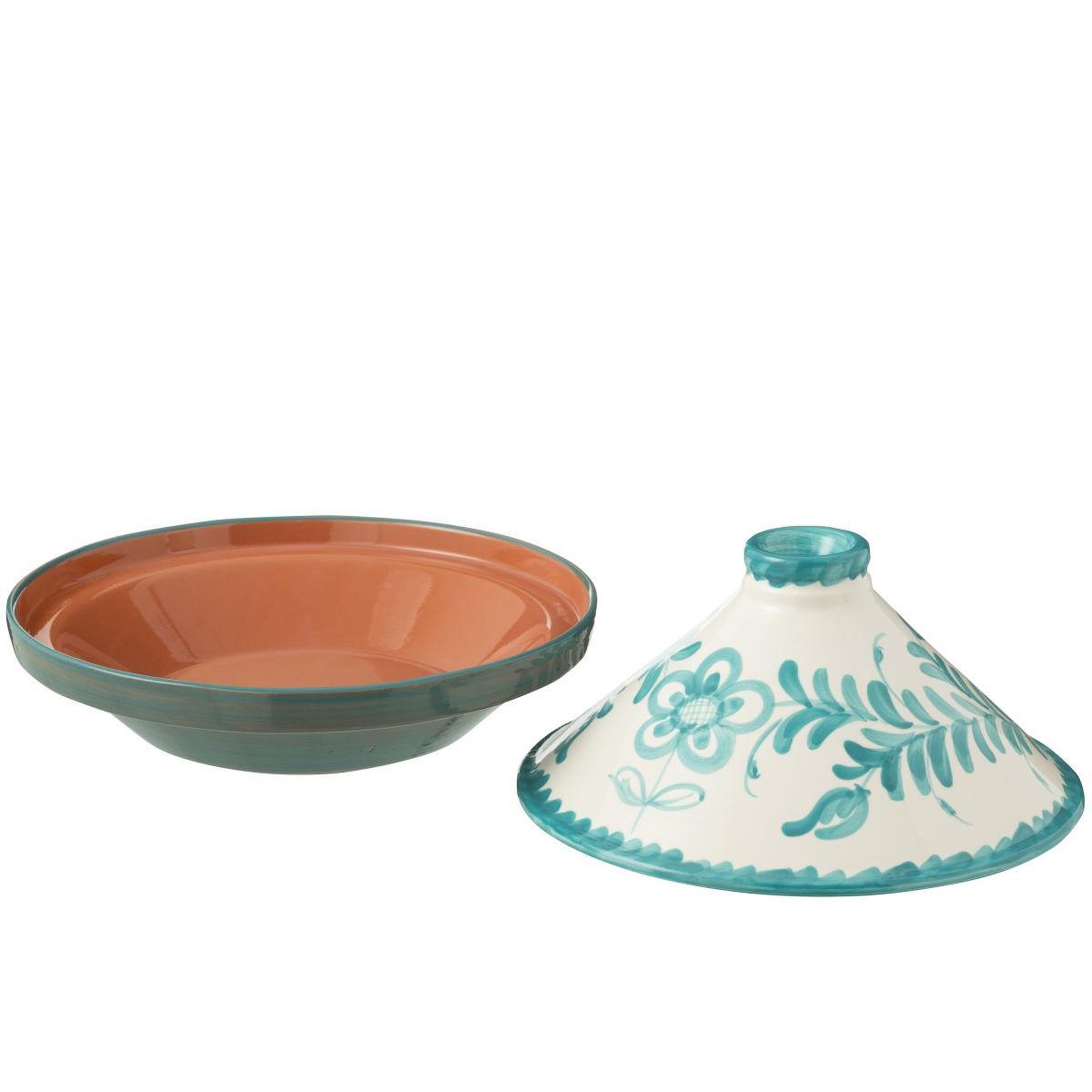 Voir la diapositive 2 : J-LINE Plat à Tajine en Céramique  Granada  28cm Bleu Aqua