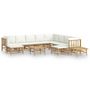 Voir la diapositive 2 : VIDAXL Salon de jardin 12 pcs avec coussins blanc creme bambou