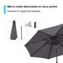 Voir la diapositive 6 : OUTSUNNY Parasol en métal rond polyester 180g/m² manivelle inclinable Ø 3 x 2,45 m gris