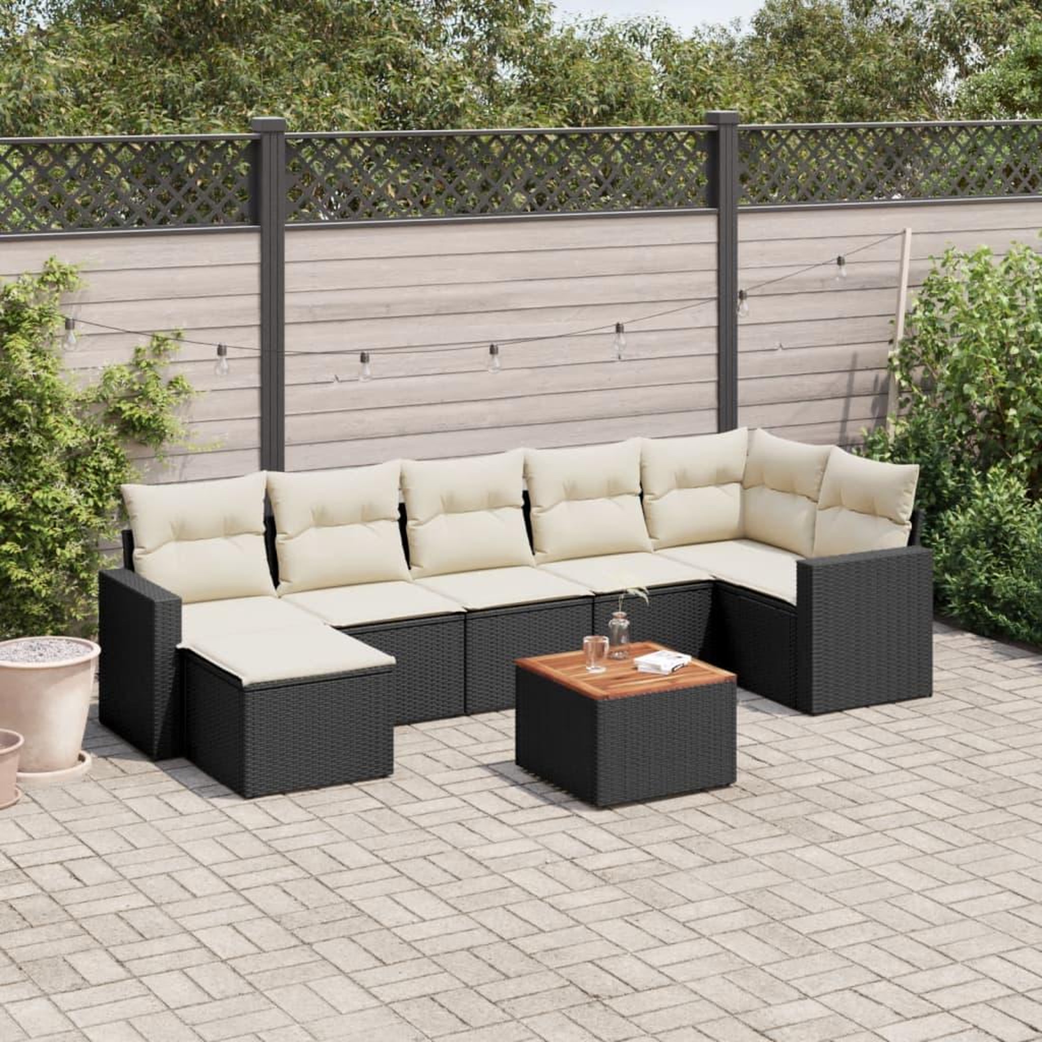 VIDAXL Salon de jardin 8 pcs avec coussins noir resine tressee