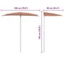 Voir la diapositive 6 : VIDAXL Demi-parasol de jardin avec mat 180x90 cm terre cuite