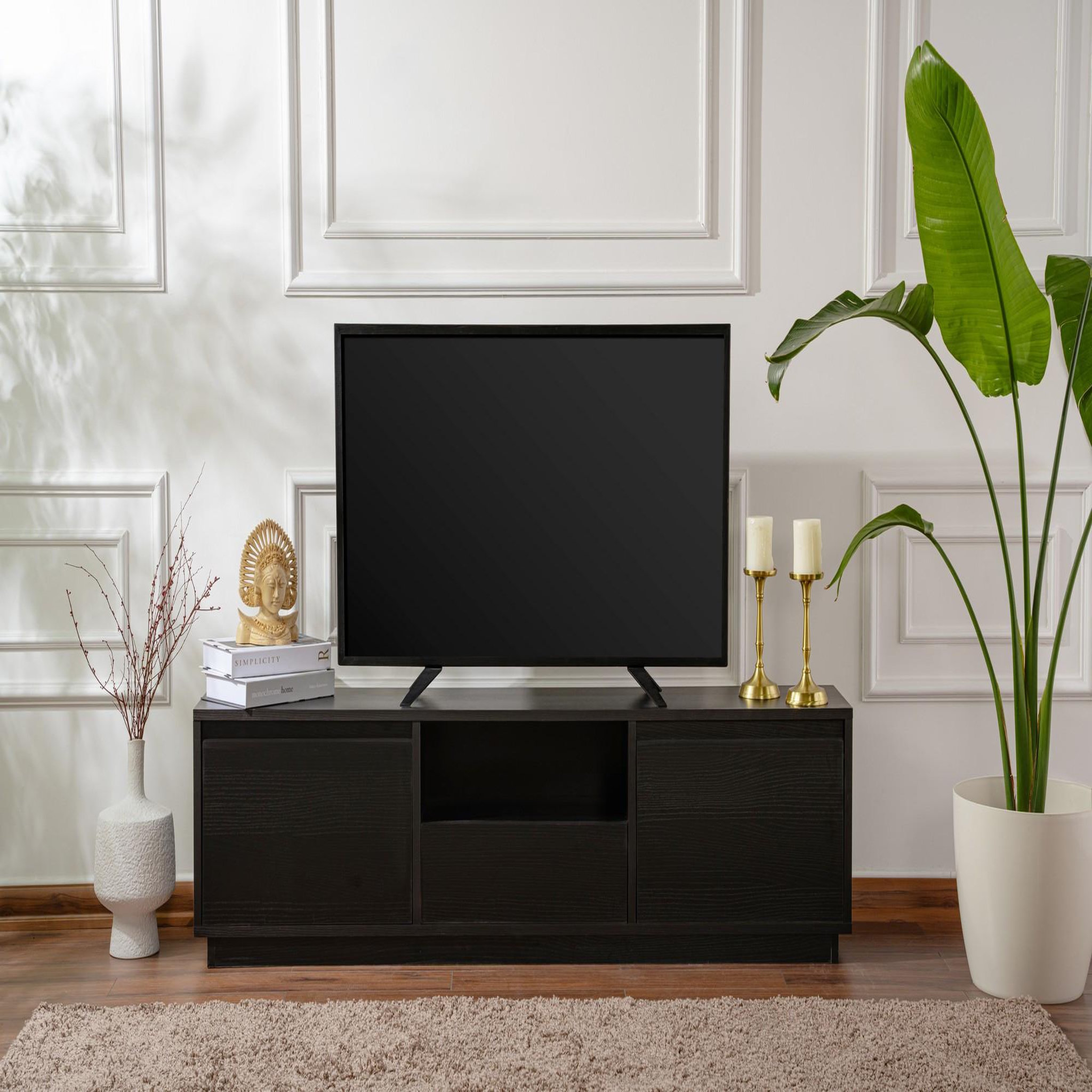 Voir la diapositive 3 : Habitat et Jardin Meuble tv en bois  vanguard  160 x 30 x 42 cm - bois noir