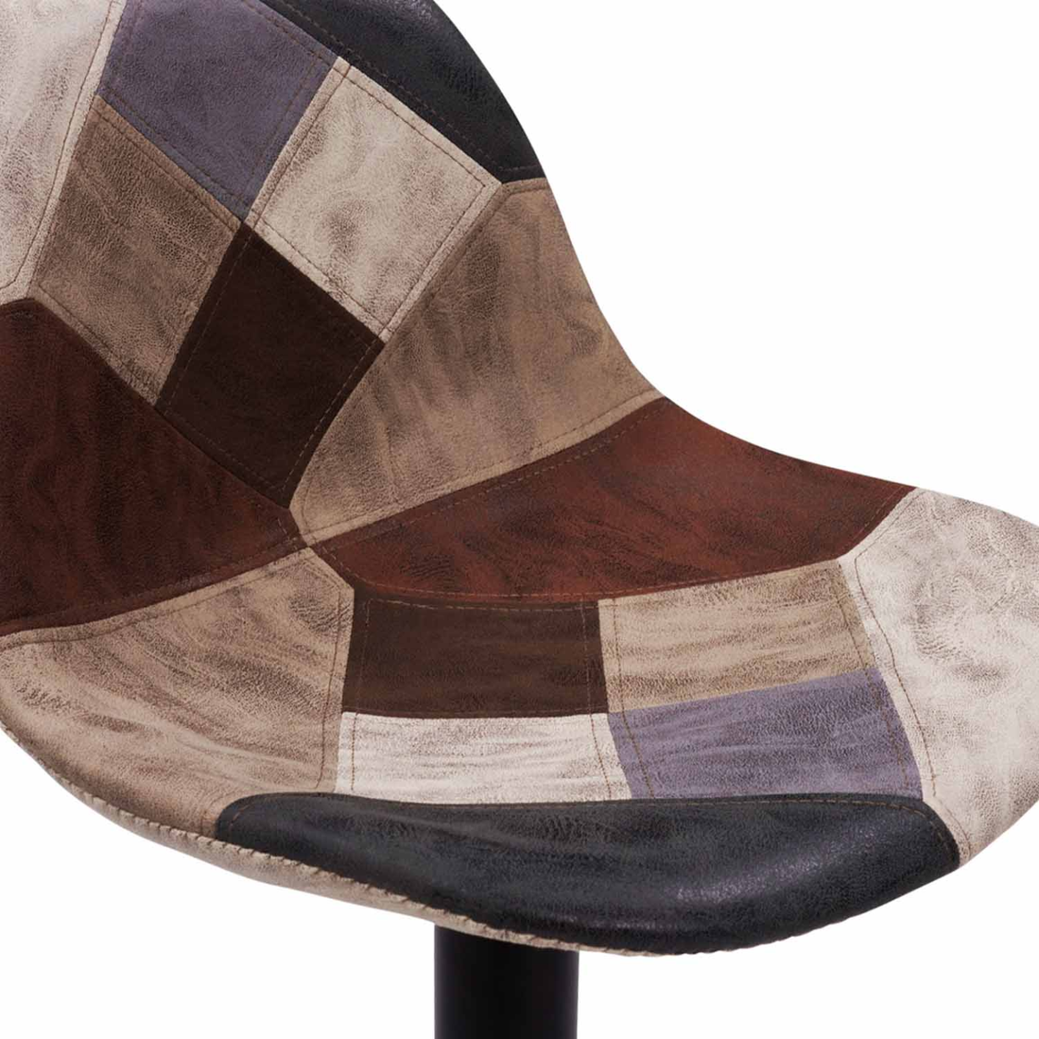 Voir la diapositive 6 : ID MARKET Lot de 2 tabourets de bar karl design patchworks marron, gris et beiges pied noir