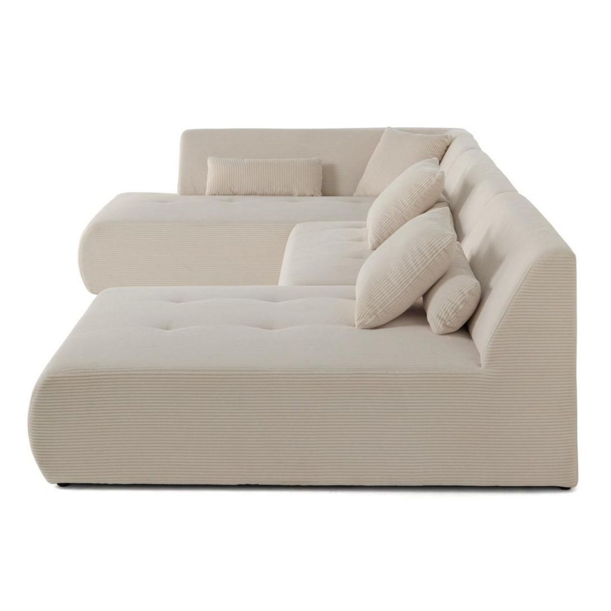 LISA DESIGN Onyx - canapé panoramique modulable d'angle gauche 7 places - en velours côtelé