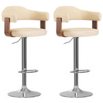 VIDAXL Tabourets de bar lot de 2 crème bois courbé et similicuir