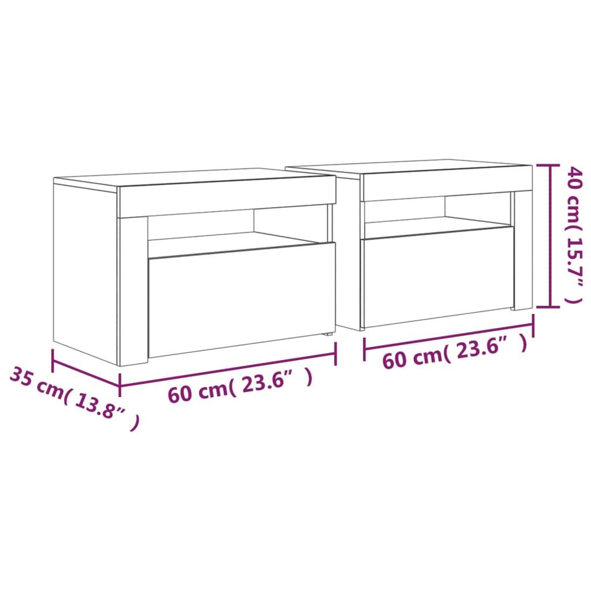 Voir la diapositive 6 : VIDAXL Tables de chevet 2 pcs avec LED Blanc 60x35x40 cm