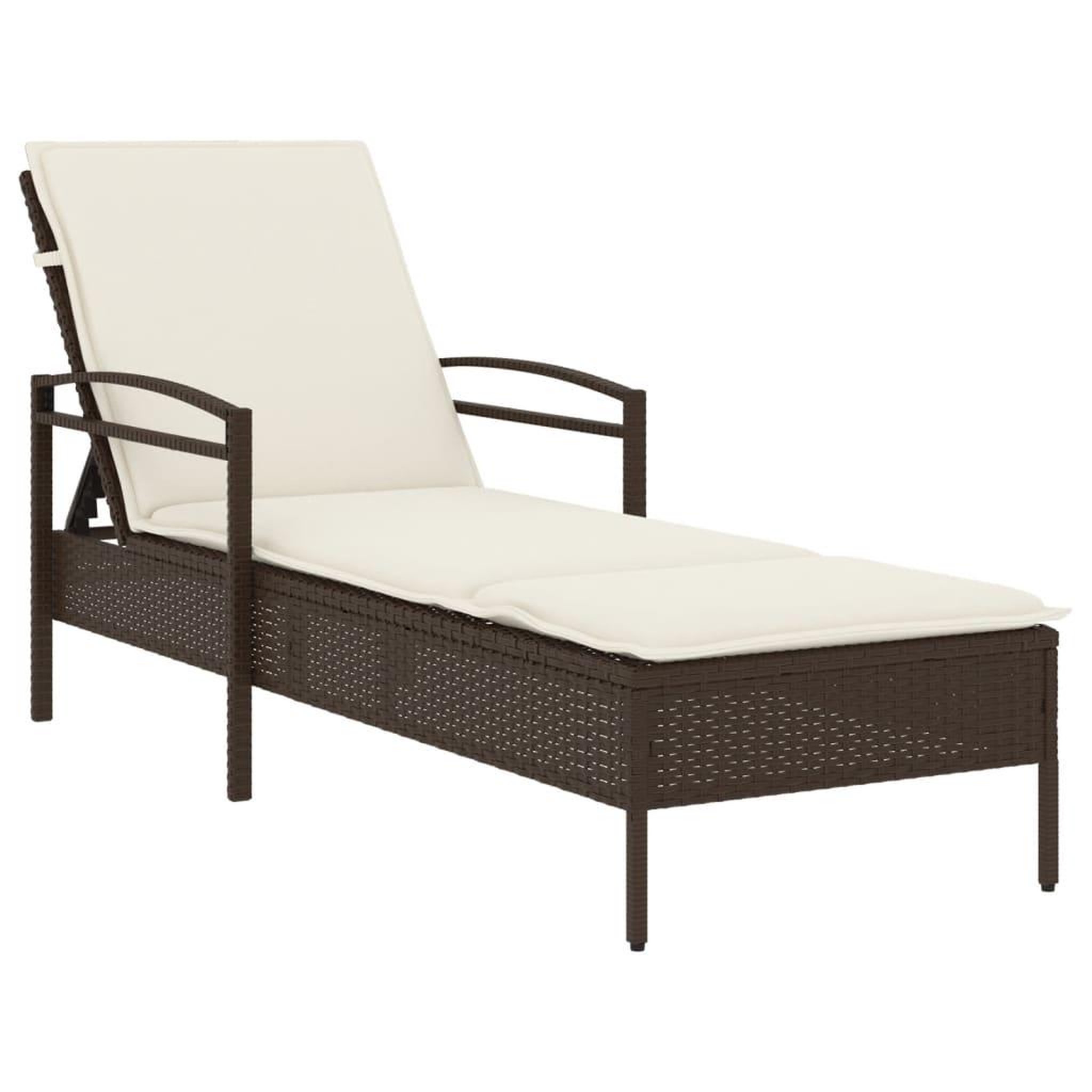 Voir la diapositive 2 : VIDAXL Chaise longue avec coussin marron 63x200x81 cm resine tressee