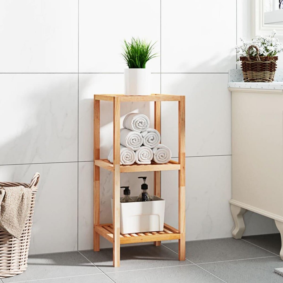 VIDAXL Etagere de salle de bain 36x36x79 cm Bois massif de noyer