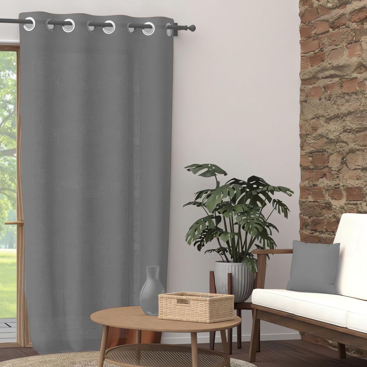 SOLEIL D'OCRE Rideau à oeillets pur coton PANAMA, par Soleil d'Ocre