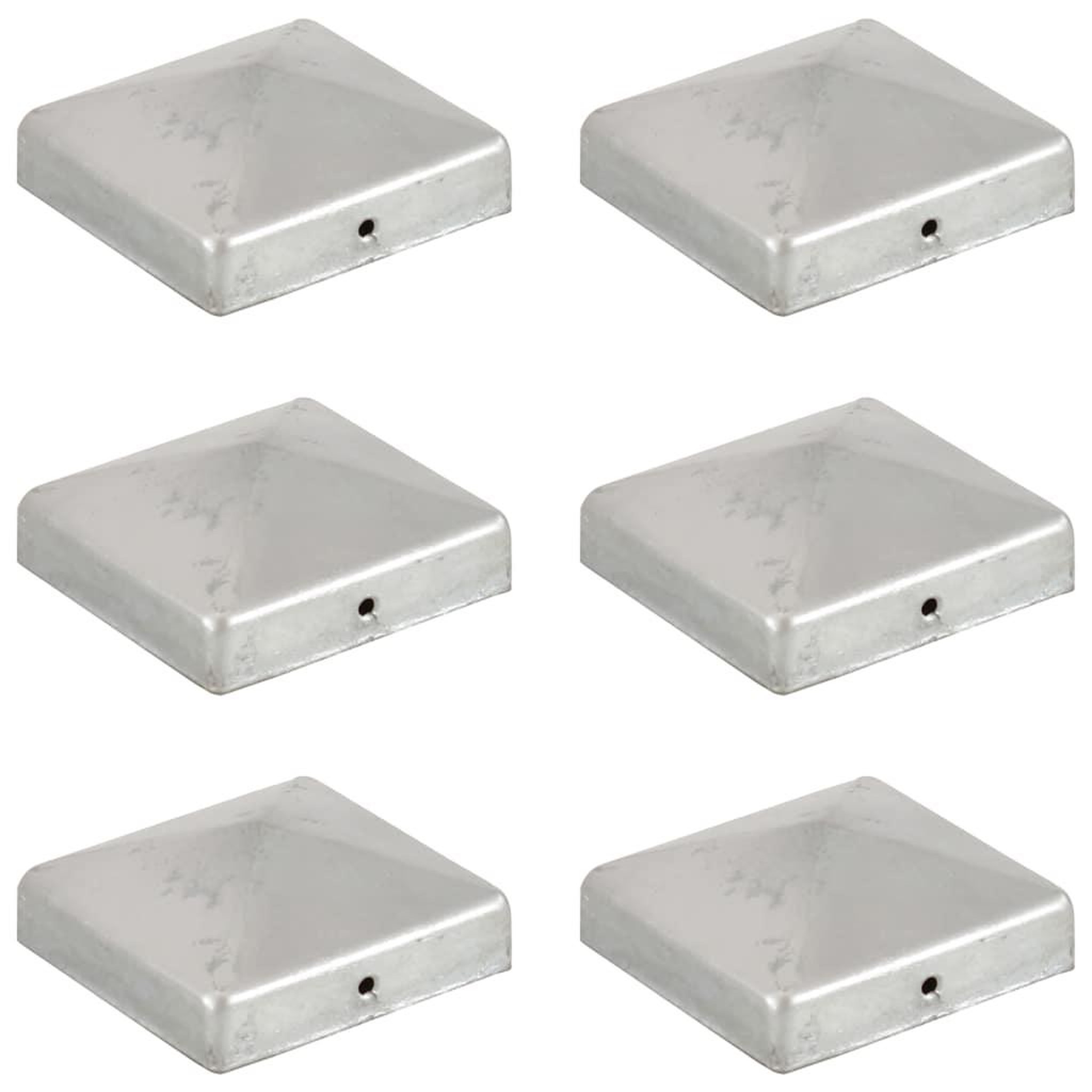 VIDAXL Bouchons de poteau de cloture 6 pcs metal galvanise 81x81 mm