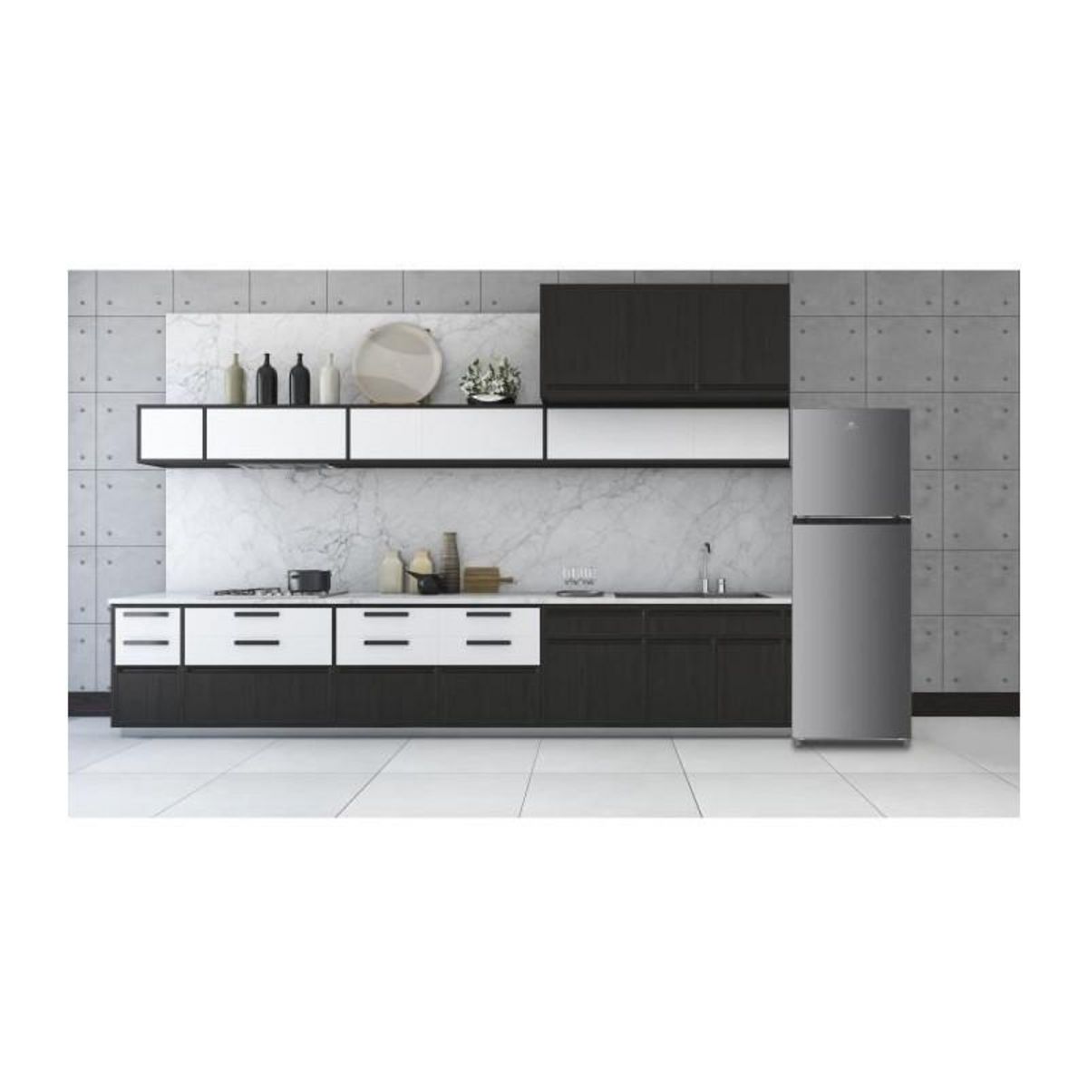 CONTINENTAL EDISON Réfrigérateur congélateur haut CONTINENTAL EDISON CEF2D334NFS - total No Frost - Classe E - moteur inverter - 334L -L60xH170c