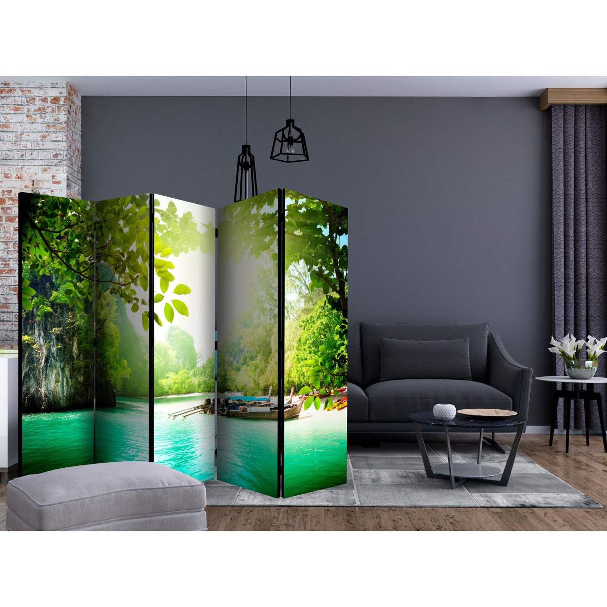 Voir la diapositive 2 : Paris Prix Paravent 5 volets  secret paradise  172x225cm
