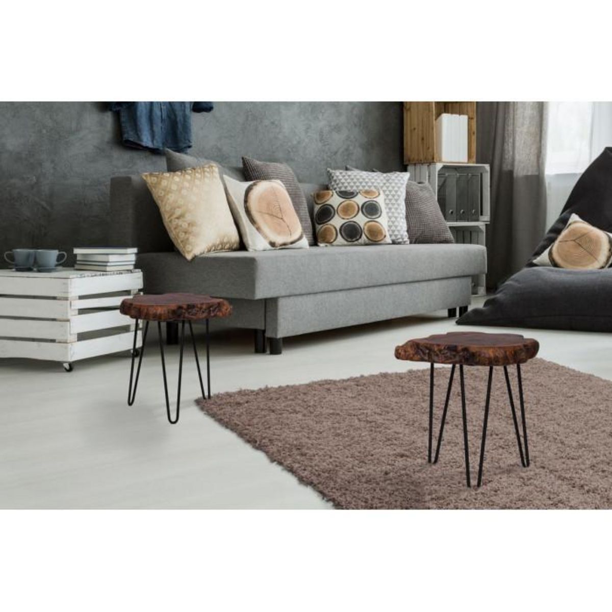 Paris Prix Table d'Appoint en Bois  Woody 310  40cm Naturel