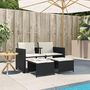 Voir la diapositive 3 : VIDAXL Canape de jardin 2 places avec table et tabourets noir rotin