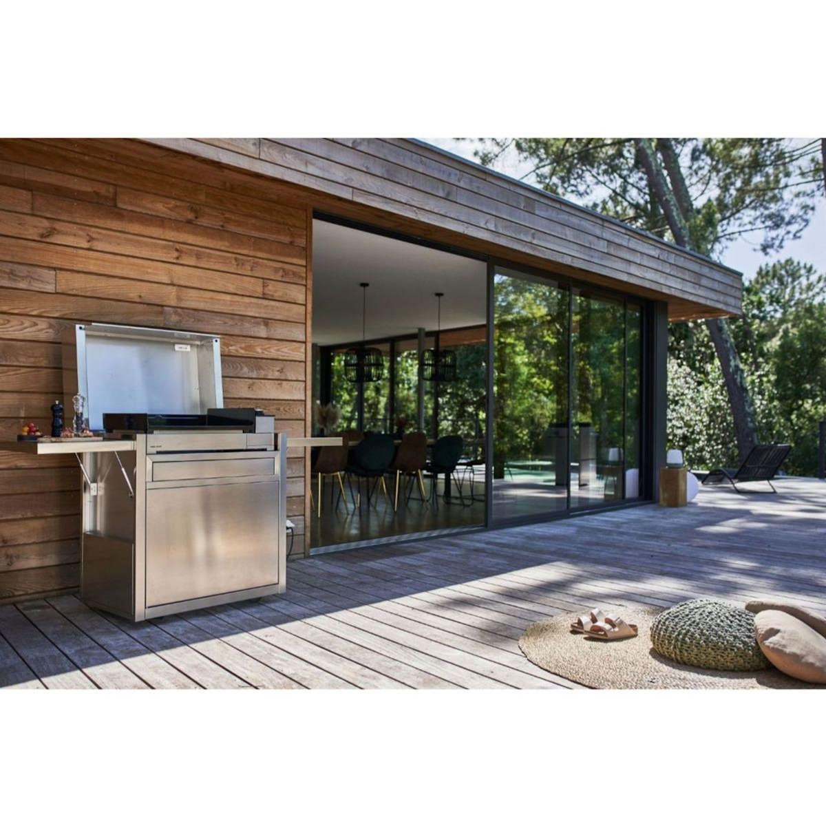 FORGE ADOUR Chariot Plancha CH PIF 60 en inox fermé compatible plancha Premium 60