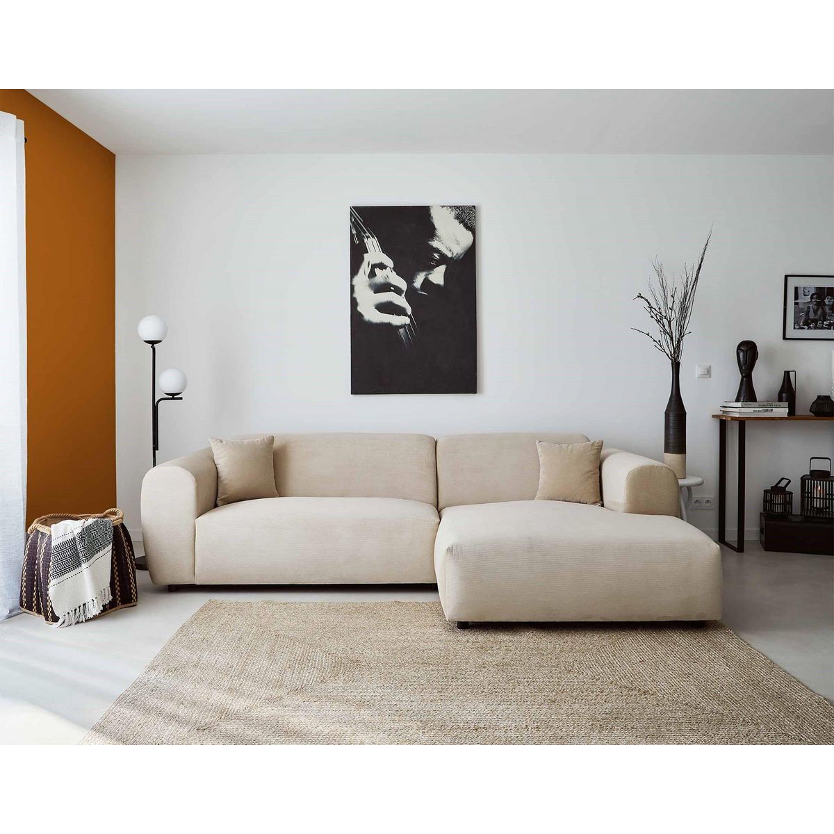 LISA DESIGN Aumance - canapé d'angle droit 4 places - en velours côtelé