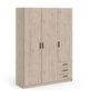 Voir la diapositive 1 : TVILUM Armoire VEGA - Décor chene - 3 portes + 3 tiroirs - L 147 x P 49,6 x H 200,4 cm
