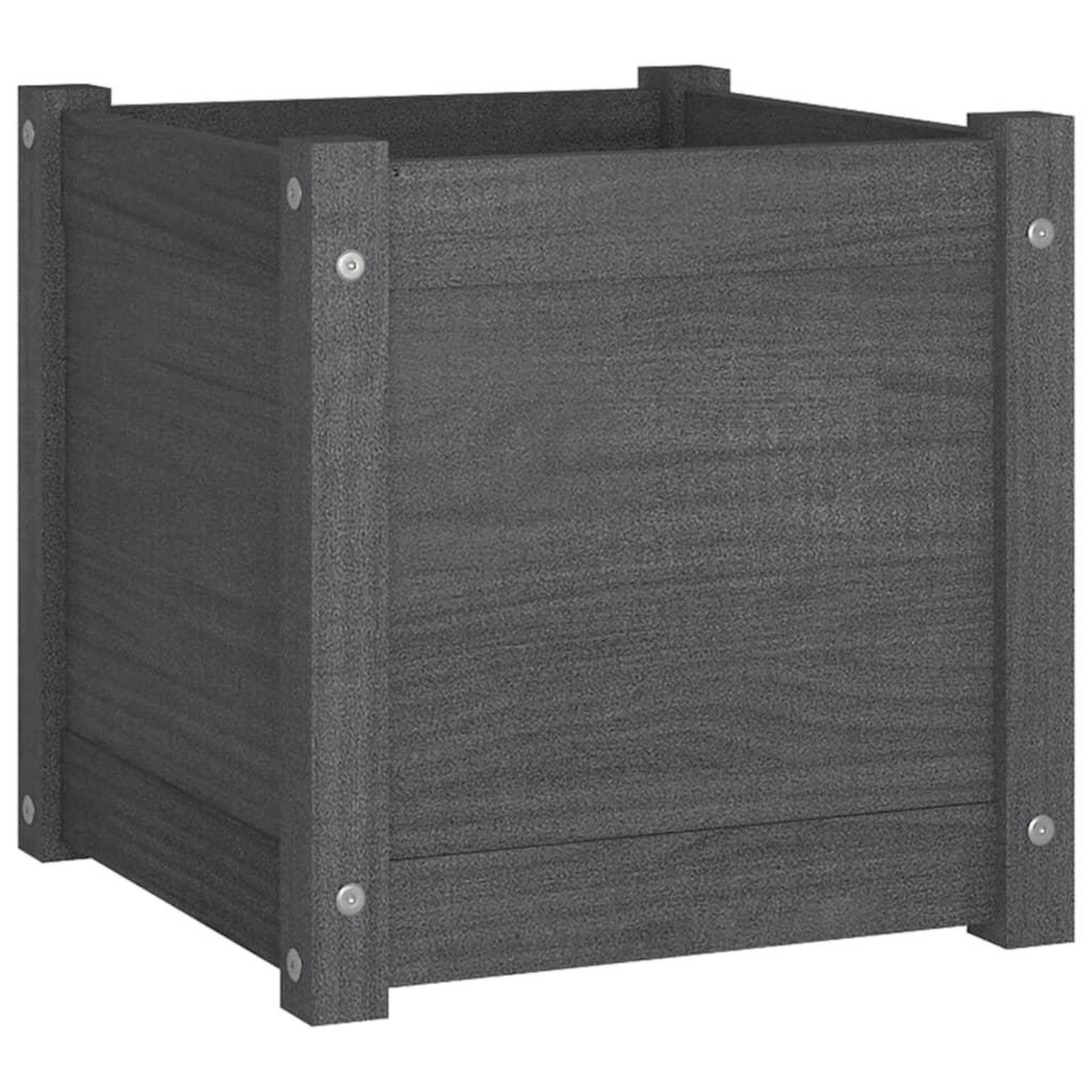 Voir la diapositive 2 : VIDAXL Jardiniere Gris 40x40x40 cm Bois de pin massif