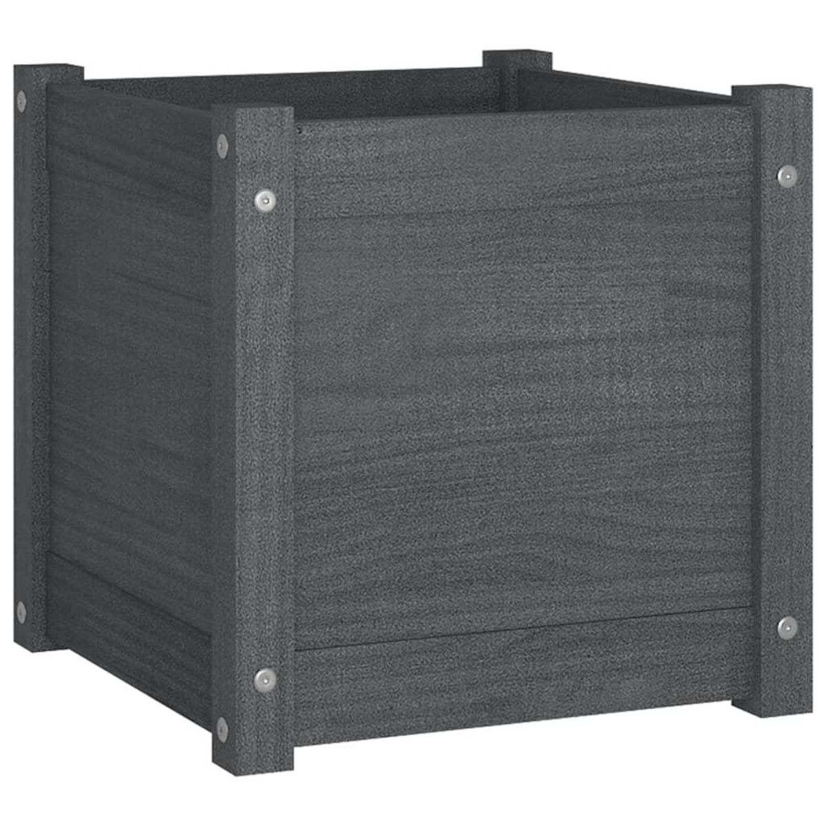 VIDAXL Jardiniere Gris 40x40x40 cm Bois de pin massif