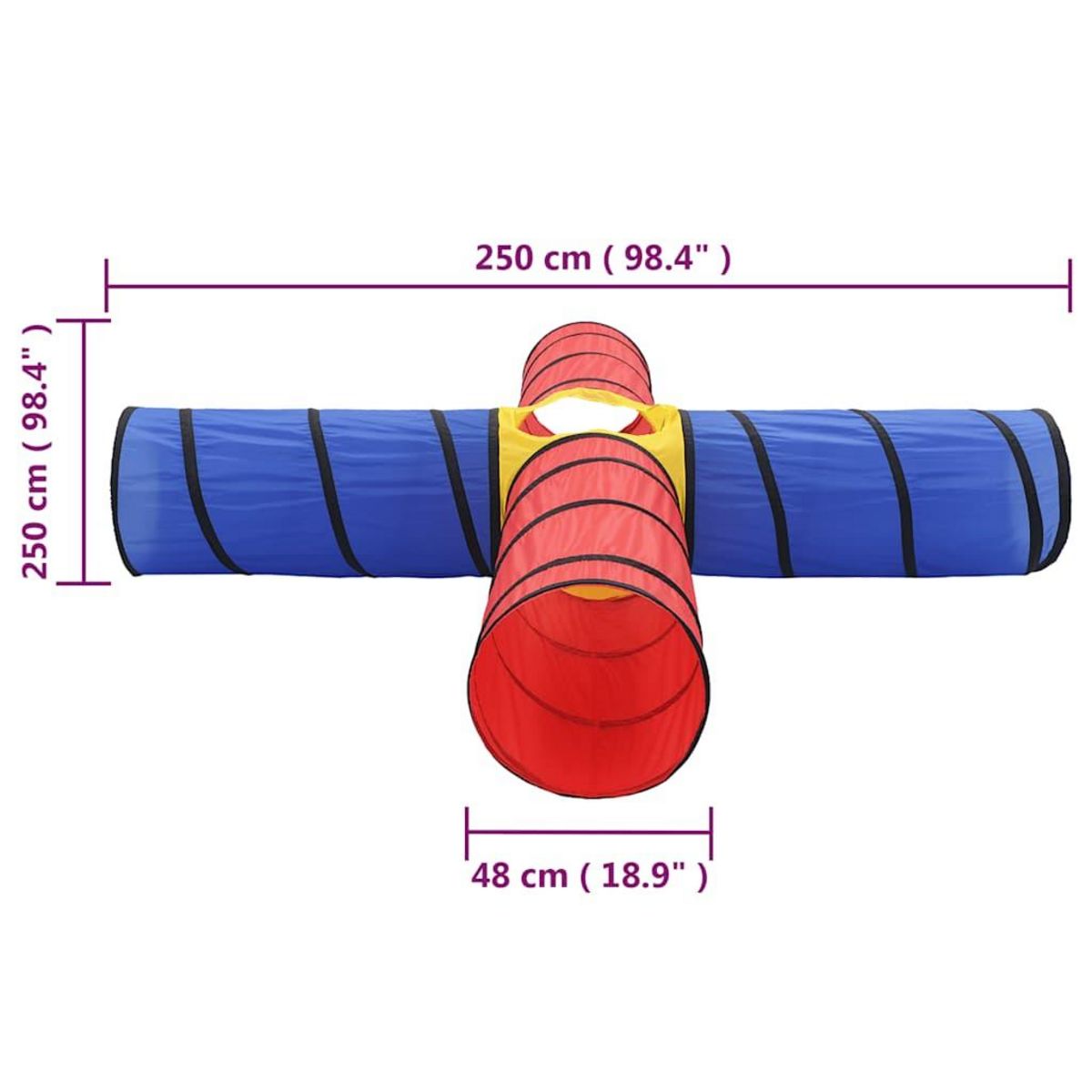 VIDAXL Tunnel de jeu pour enfants avec 250 balles Multicolore