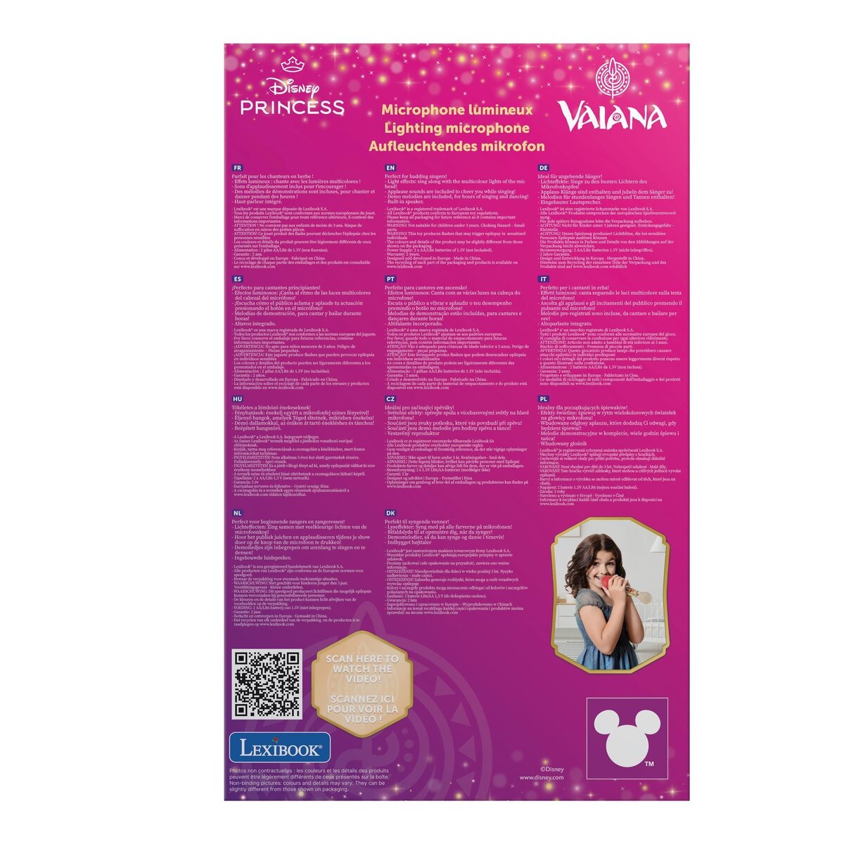 Lexibook Microphone Lumineux avec Mélodies et Effets Sonores Vaiana