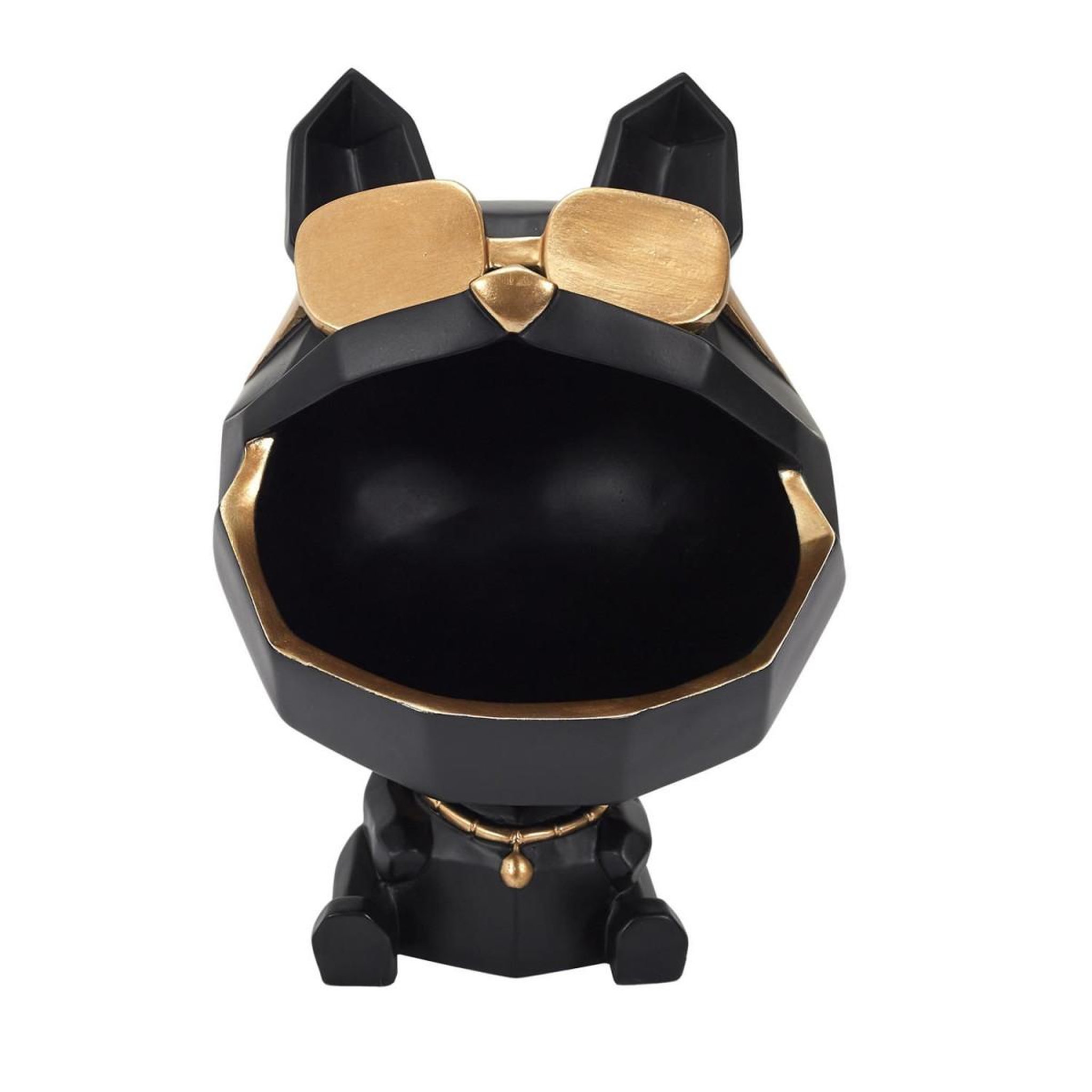 Voir la diapositive 2 : The Home Deco Factory Statuette & vide-poche  chien à lunettes  23cm noir