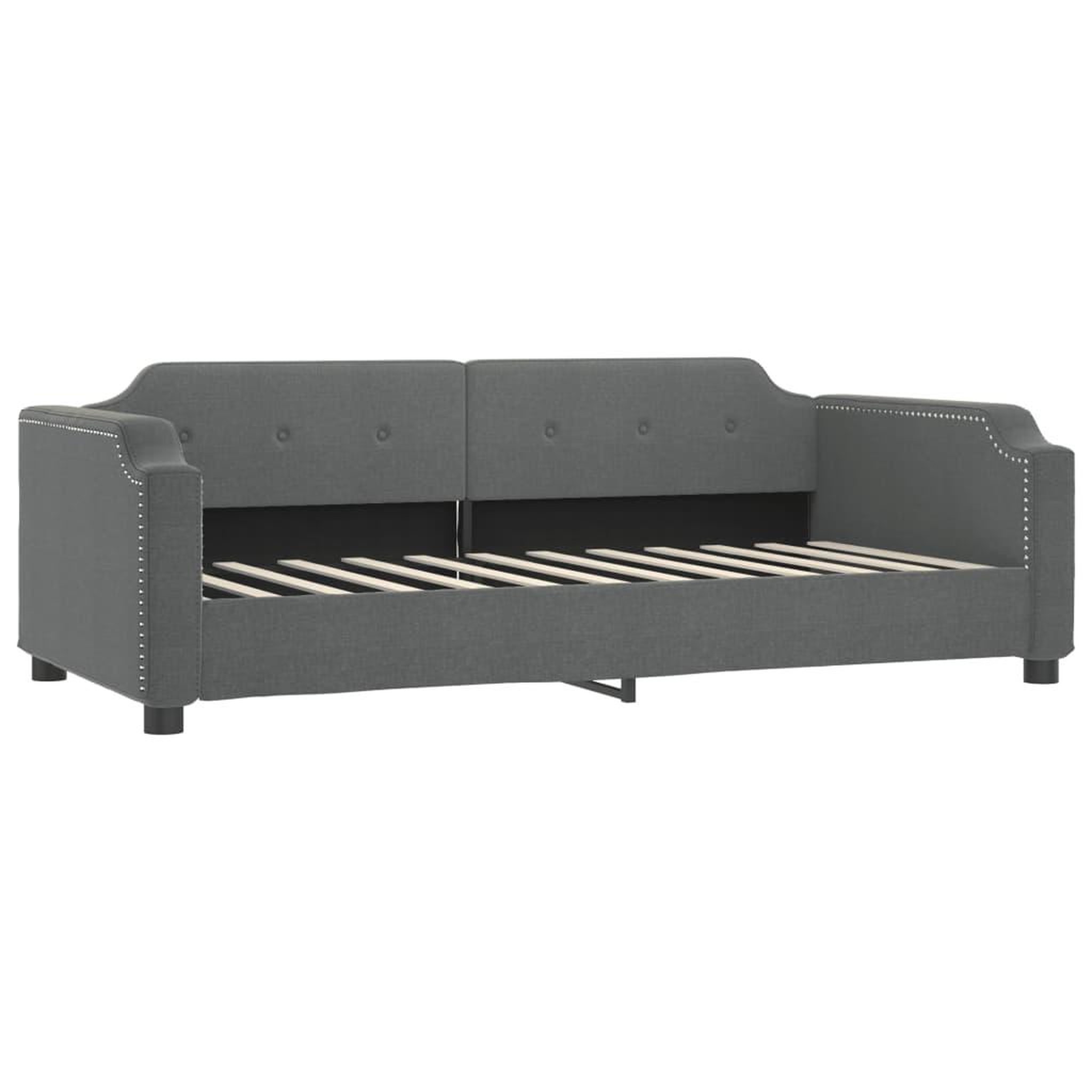 Voir la diapositive 3 : VIDAXL Lit de jour avec matelas gris fonce 90x190 cm tissu