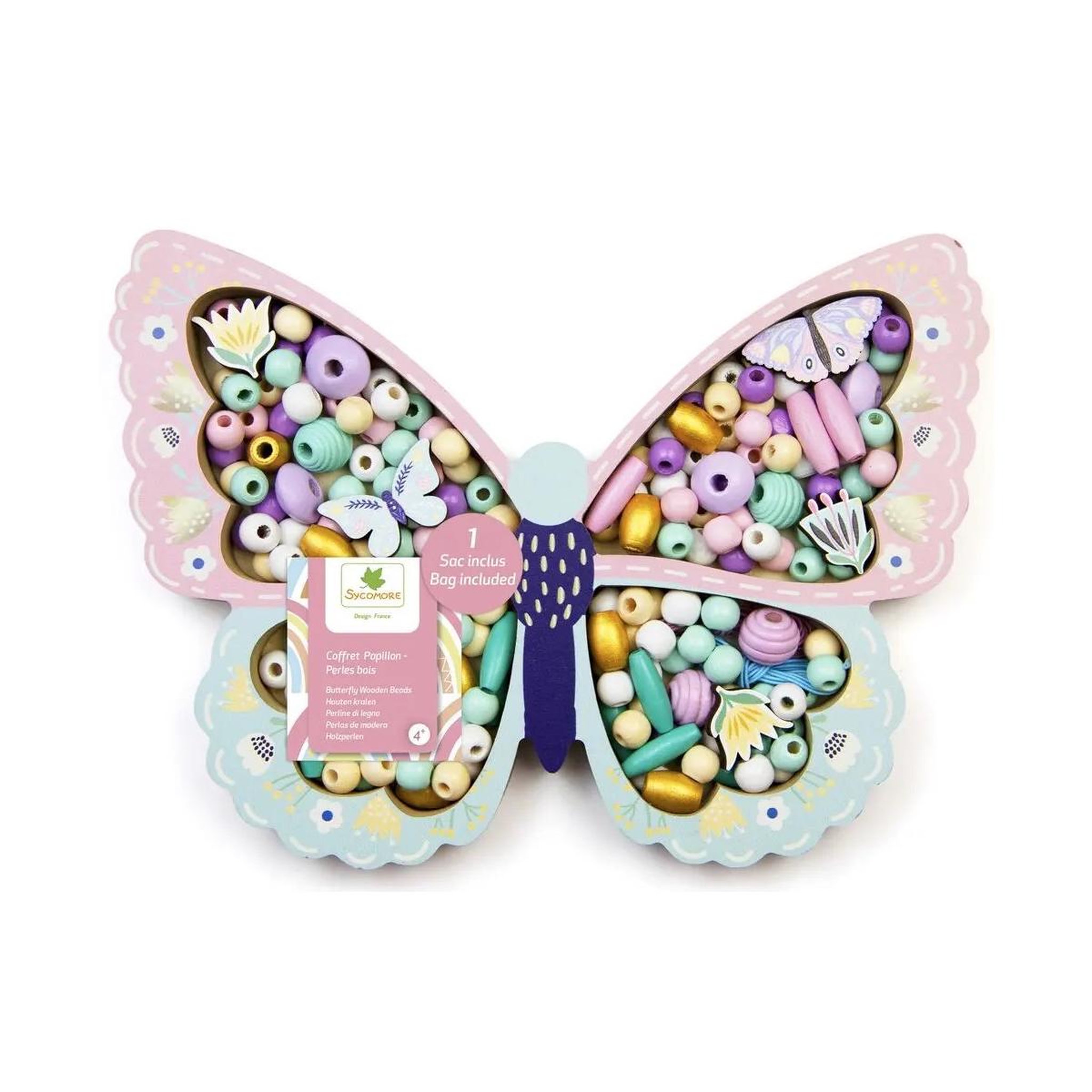 Au Sycomore Coffret Papillon de perles en bois